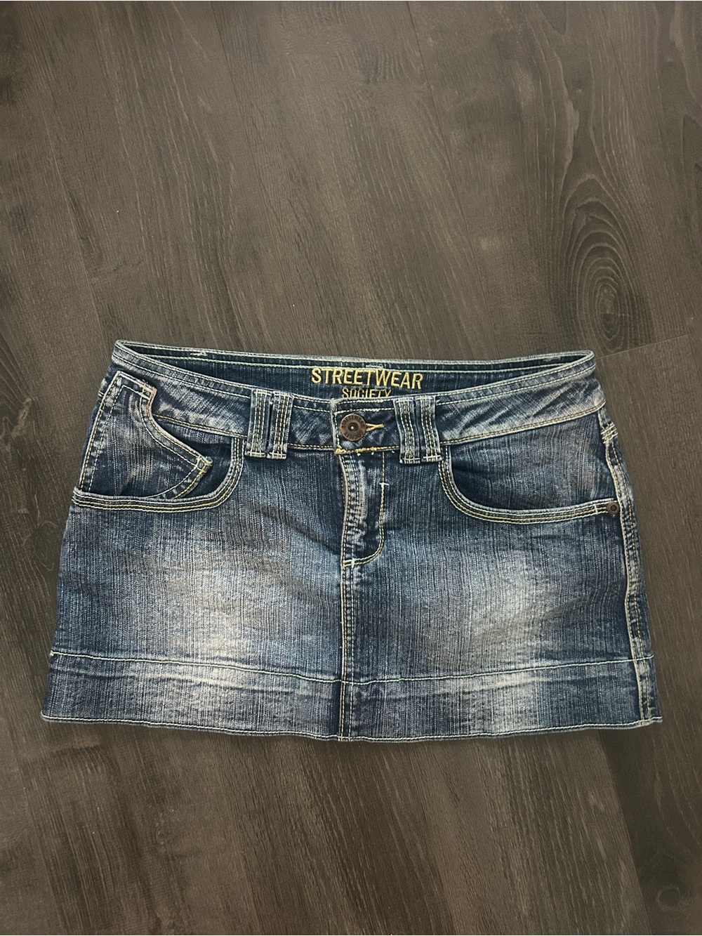 Streetwear Society Vintage Y2K Low Rise Distressed Denim Micro Mini Skirt Size 3